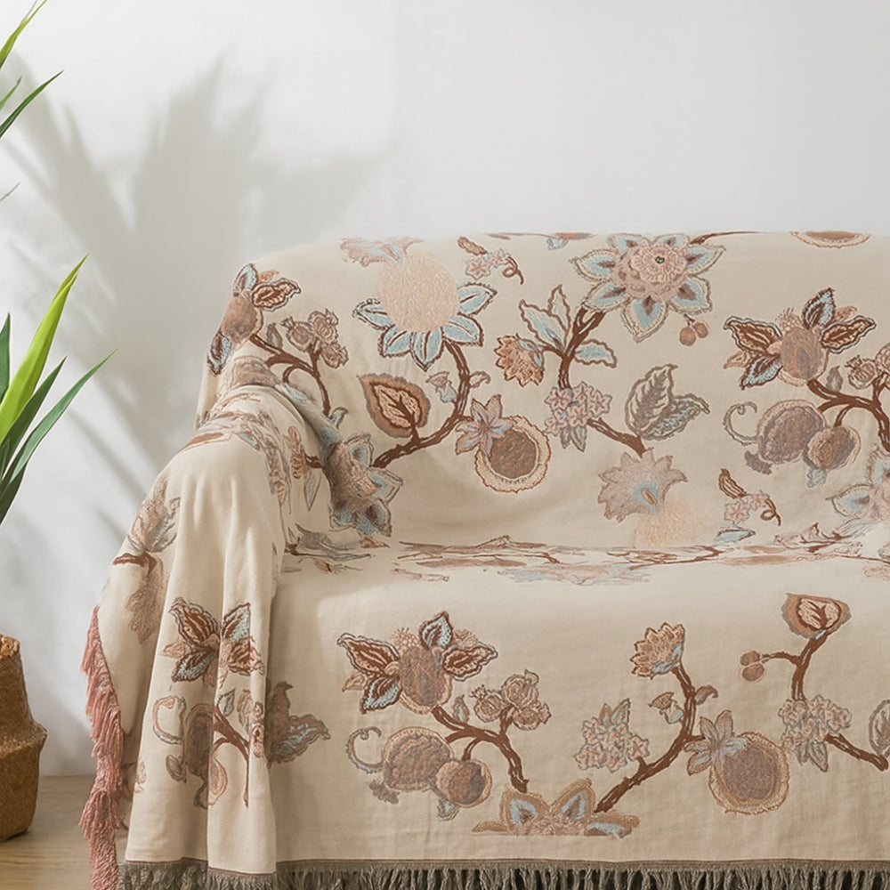 Orchid Trail Floral Baumwoll-Tassel Bettdecke