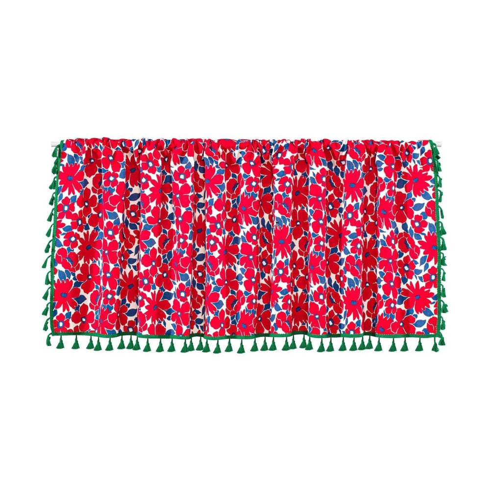 Eleganter roter Blumenvorhang für Schrankfenster