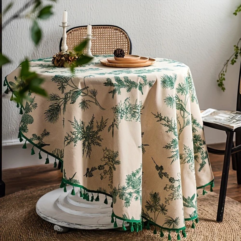 Runde Tischdecke mit Tannenzapfen-Muster