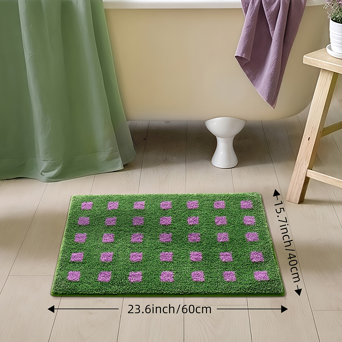 Karierter Rutschfester Flock Badezimmer Bodenmatte
