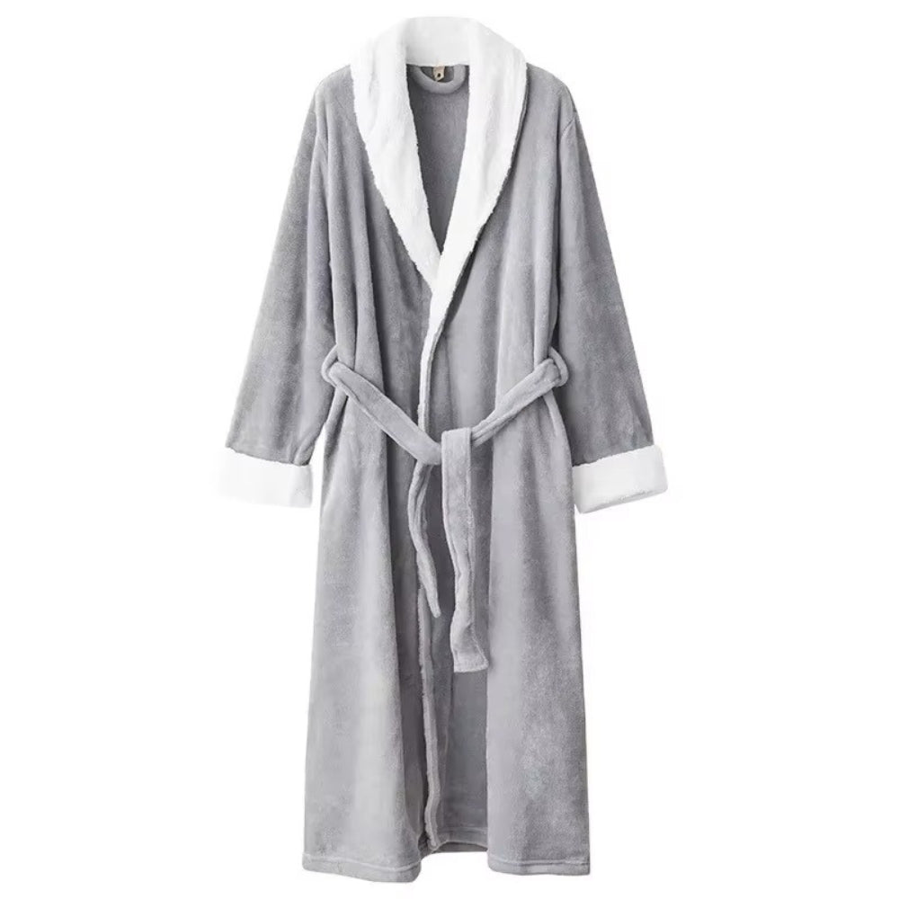 Plüsch-Fleece-Bademantel mit Kontrastbesatz