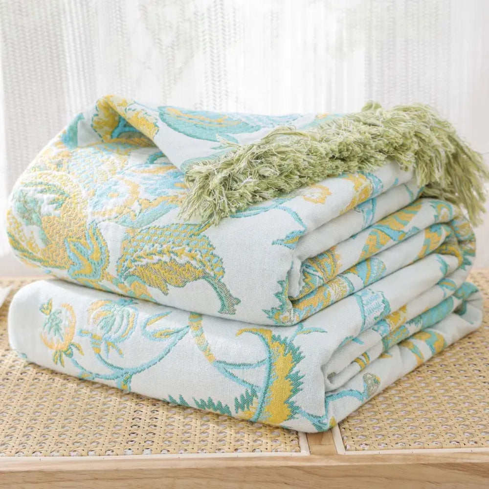 Reverie Floral Tassel Baumwolldecke