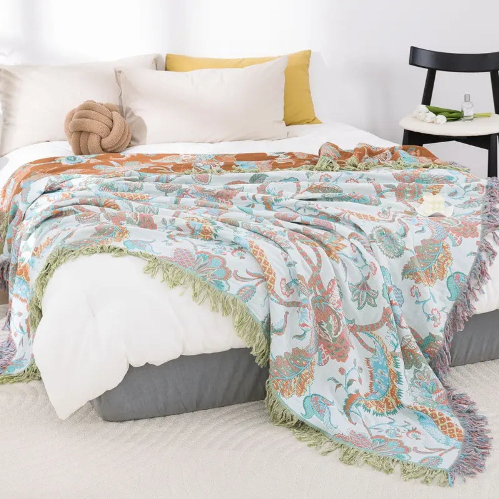 Reverie Floral Tassel Baumwolldecke