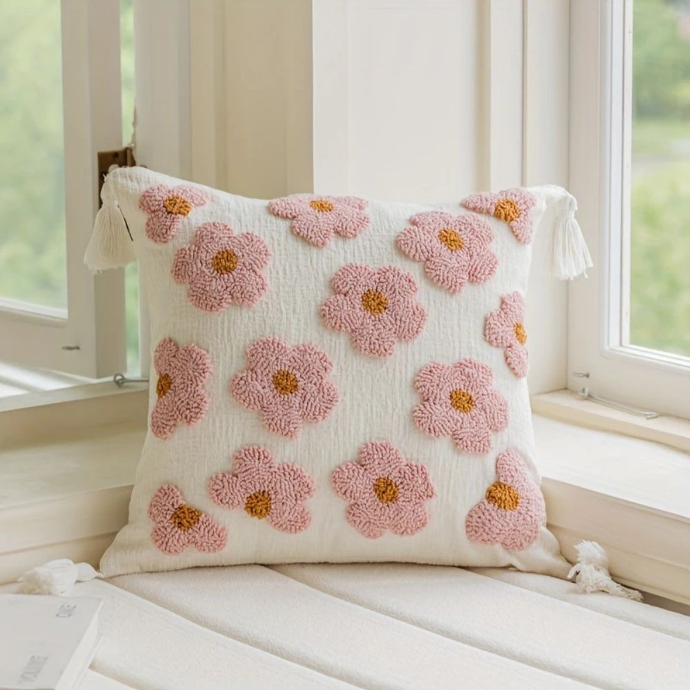 Rosy Bloom Gepolsterter Kissenbezug