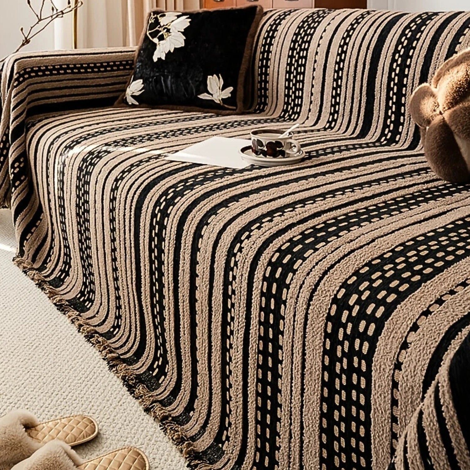 Sahara Stil Plüsch Boho Sofaüberwurf Decke