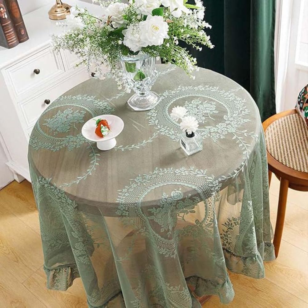 Durchsichtige Spitze Runde Blumen Tischdecke