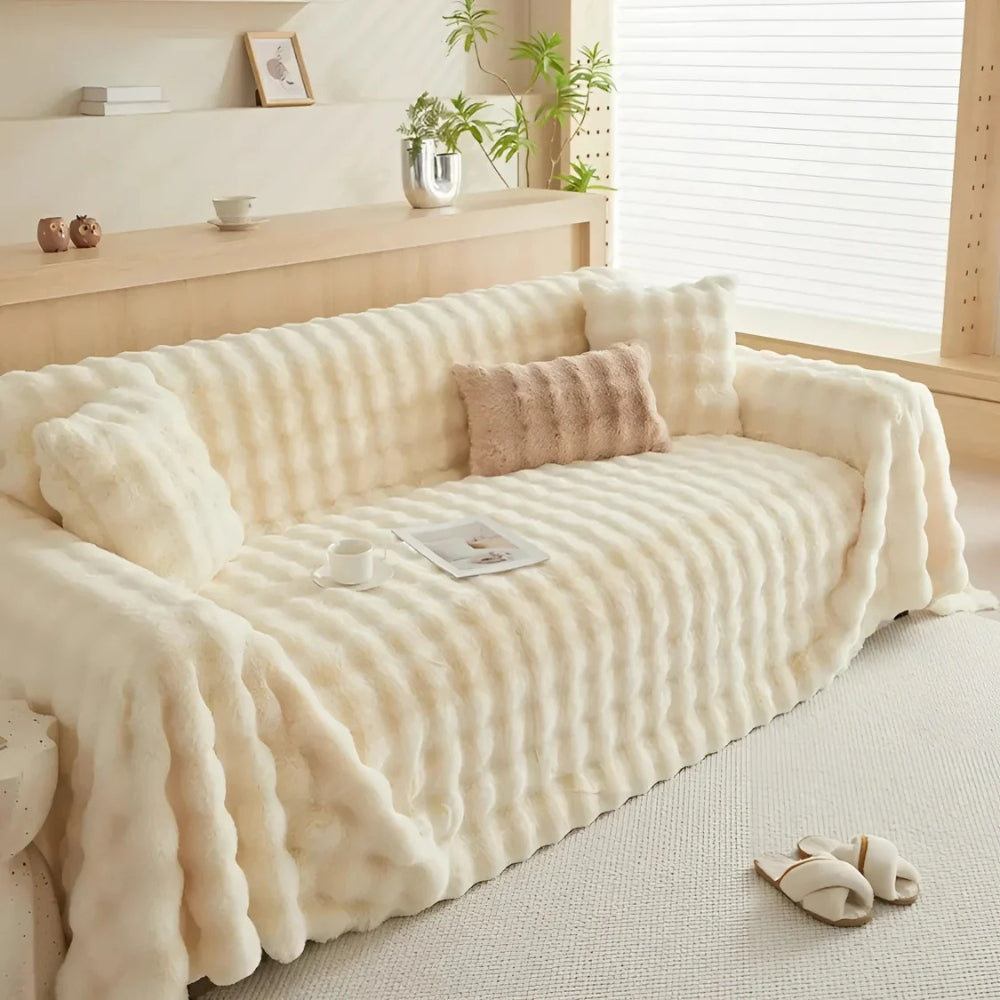 Kuscheldecke aus Kaninchen-Faux-Fur Weicher Sofabezug
