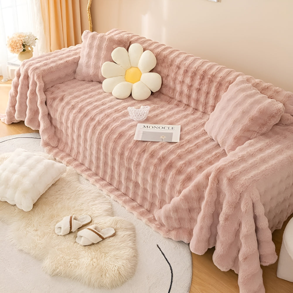 Kuscheldecke aus Kaninchen-Faux-Fur Weicher Sofabezug