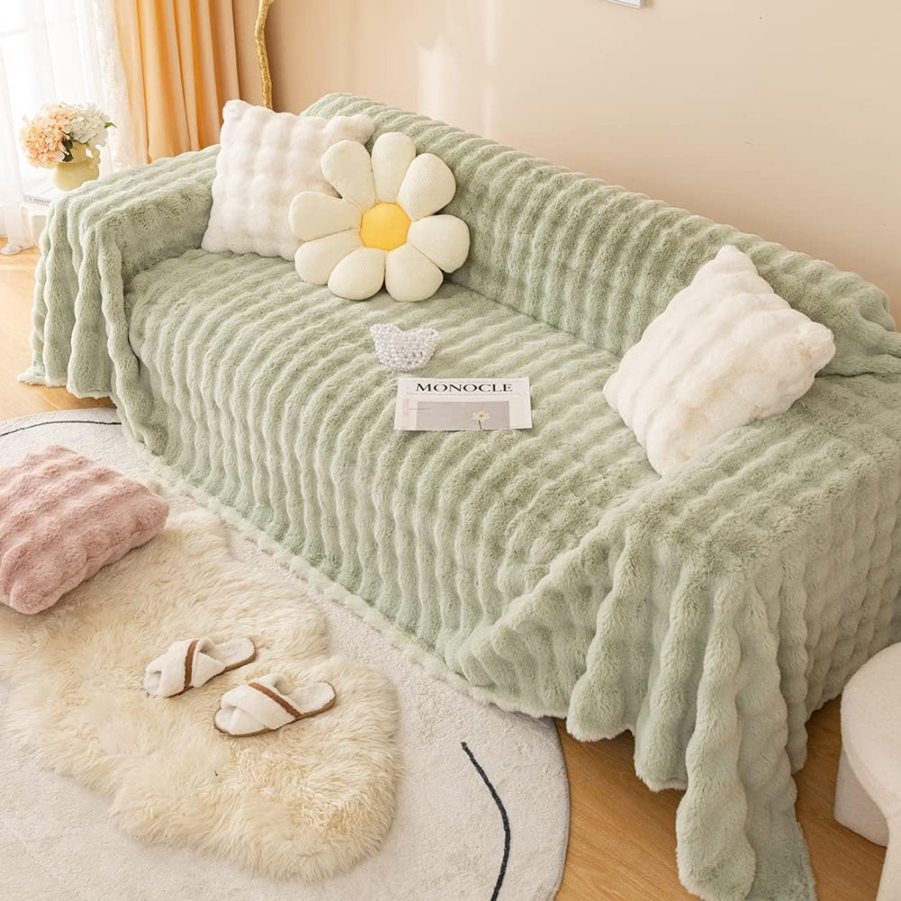 Kuscheldecke aus Kaninchen-Faux-Fur Weicher Sofabezug