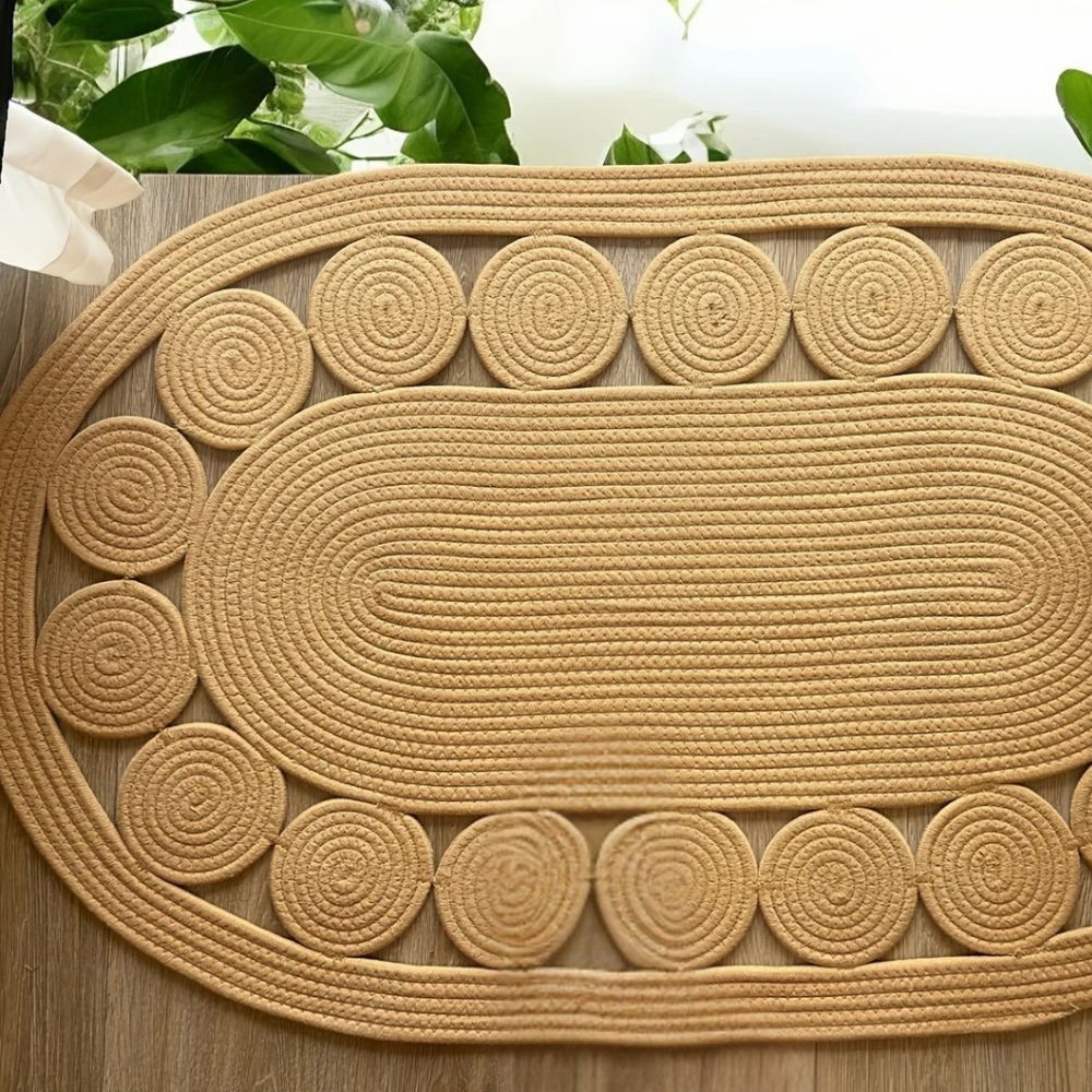 Sonnenspirale Oval Boho Teppich
