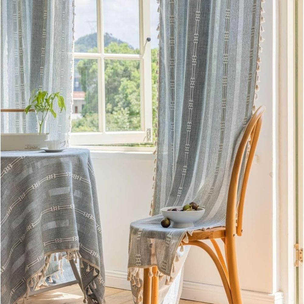 Sonnige Streifen Transparente Quastenvorhänge