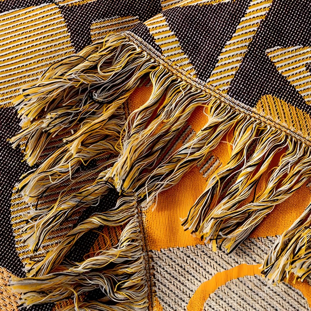 Tribal Patchwork Wendedecke mit Quasten aus Baumwolle