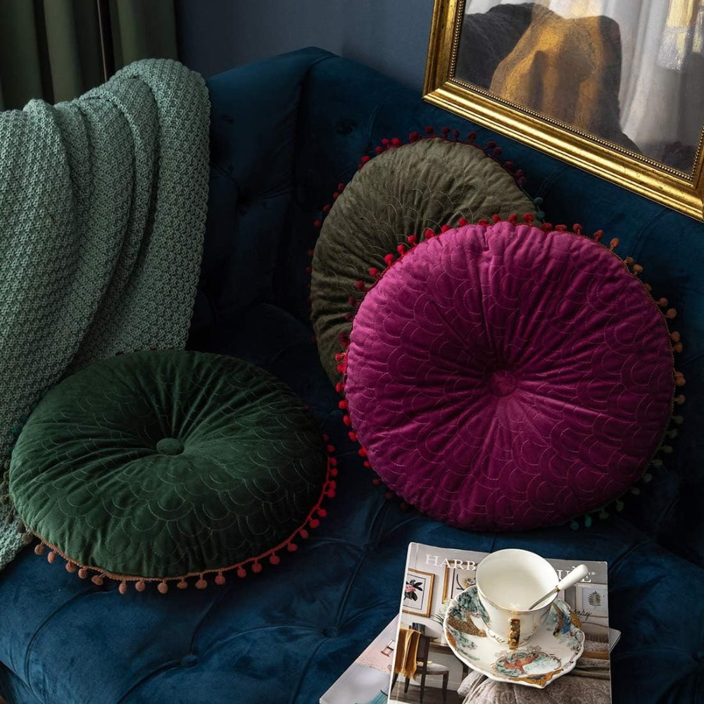 Veloura Runde Vintage Gepolsterte Ottoman Kissenauflage