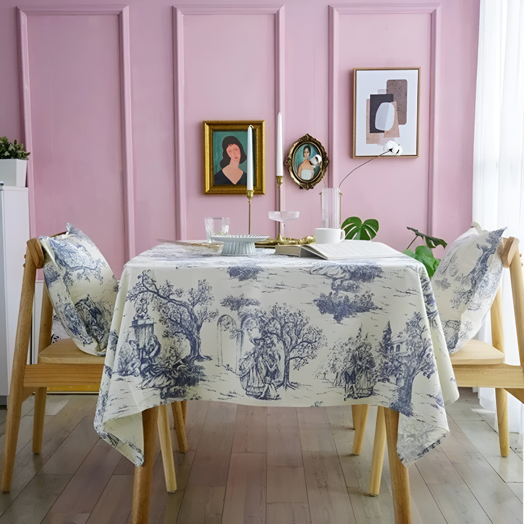 Französische Klassische Blaue Vintage Tischdecke