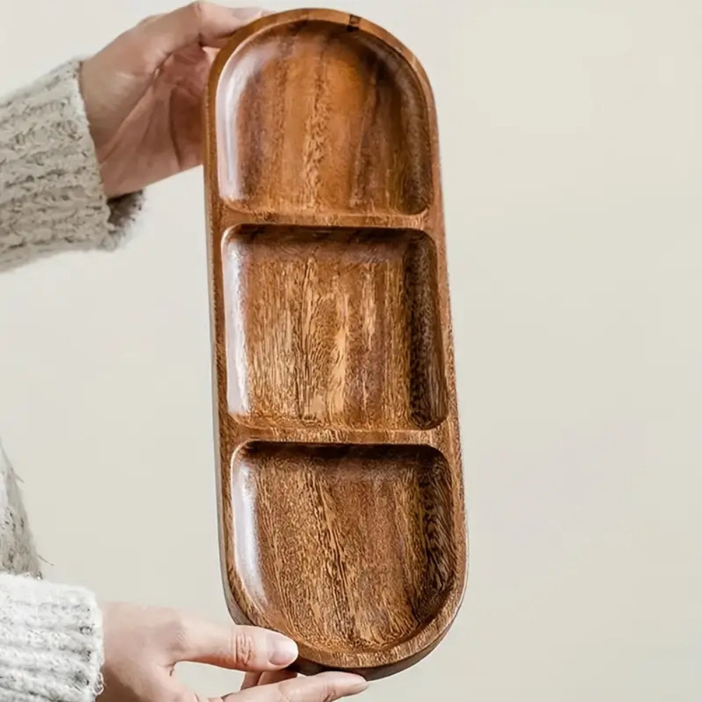 Lebendiges Holz-Serviertablett mit Fächern