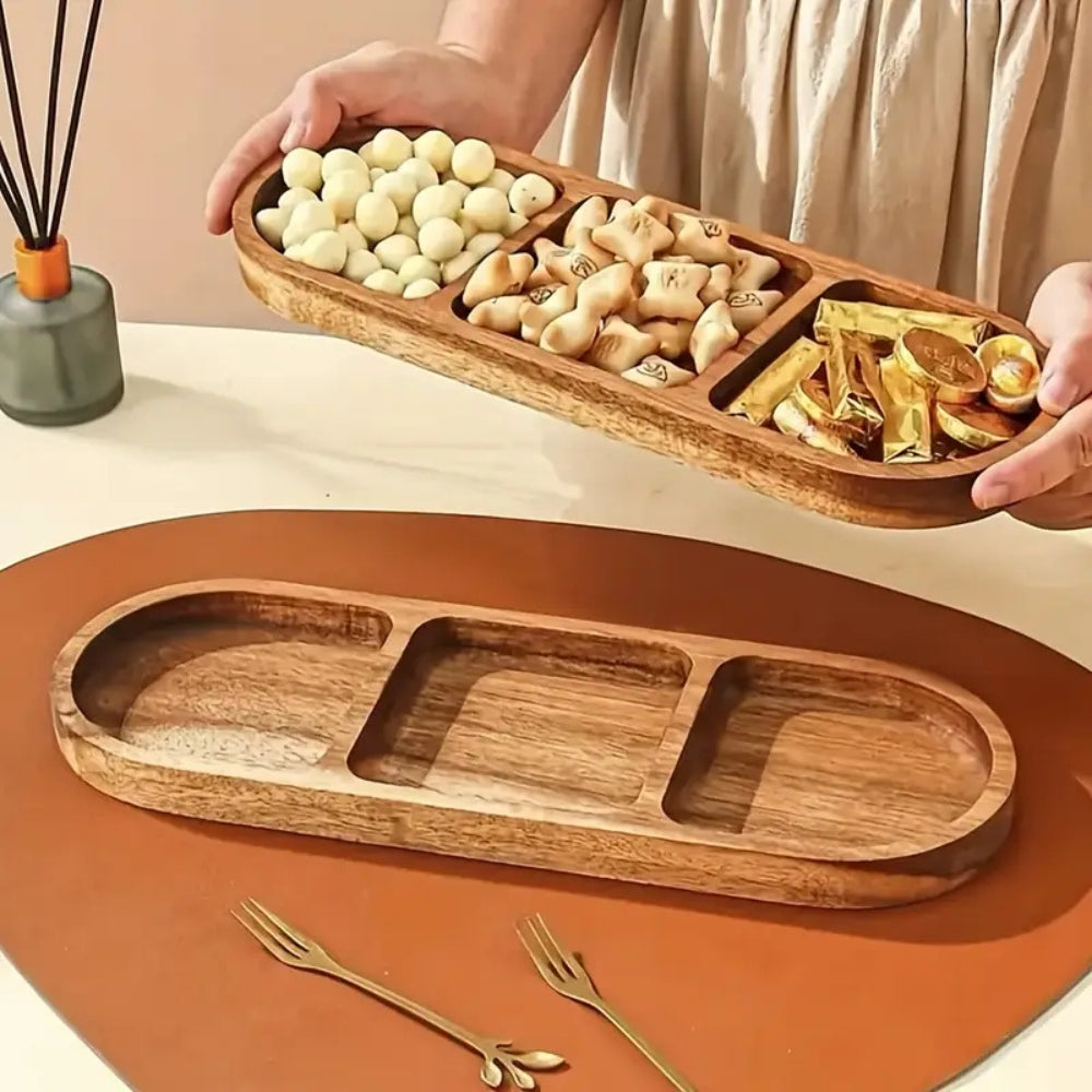 Lebendiges Holz-Serviertablett mit Fächern