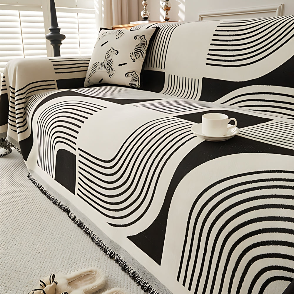 Wellenstreifen Boho Sofabezug