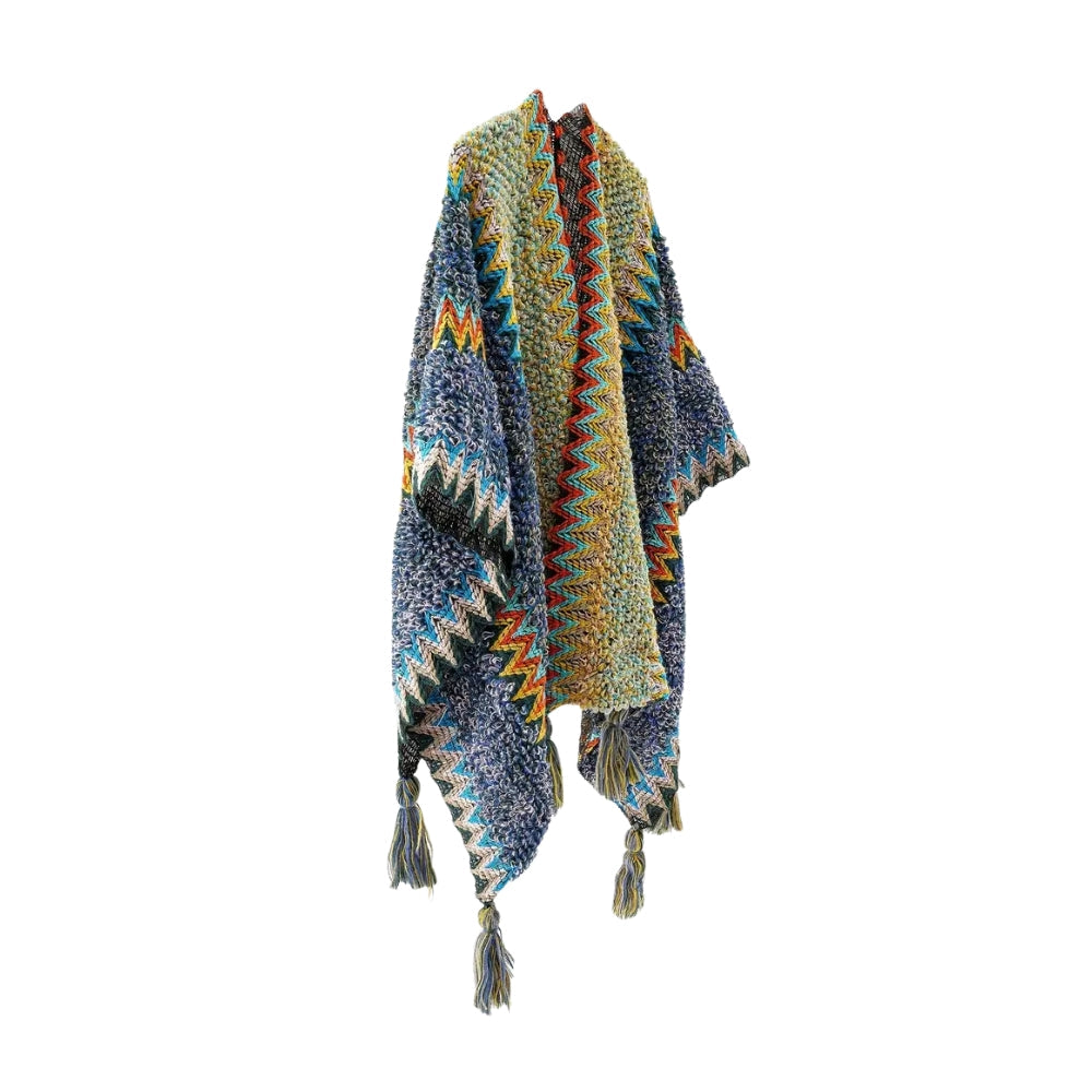 Zayla Quasten gestreifter Poncho Schal