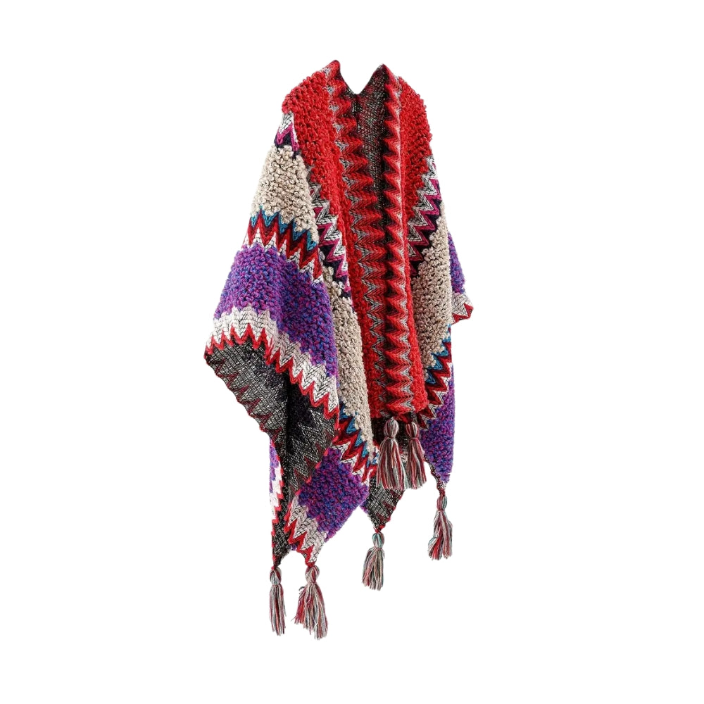 Zayla Quasten gestreifter Poncho Schal