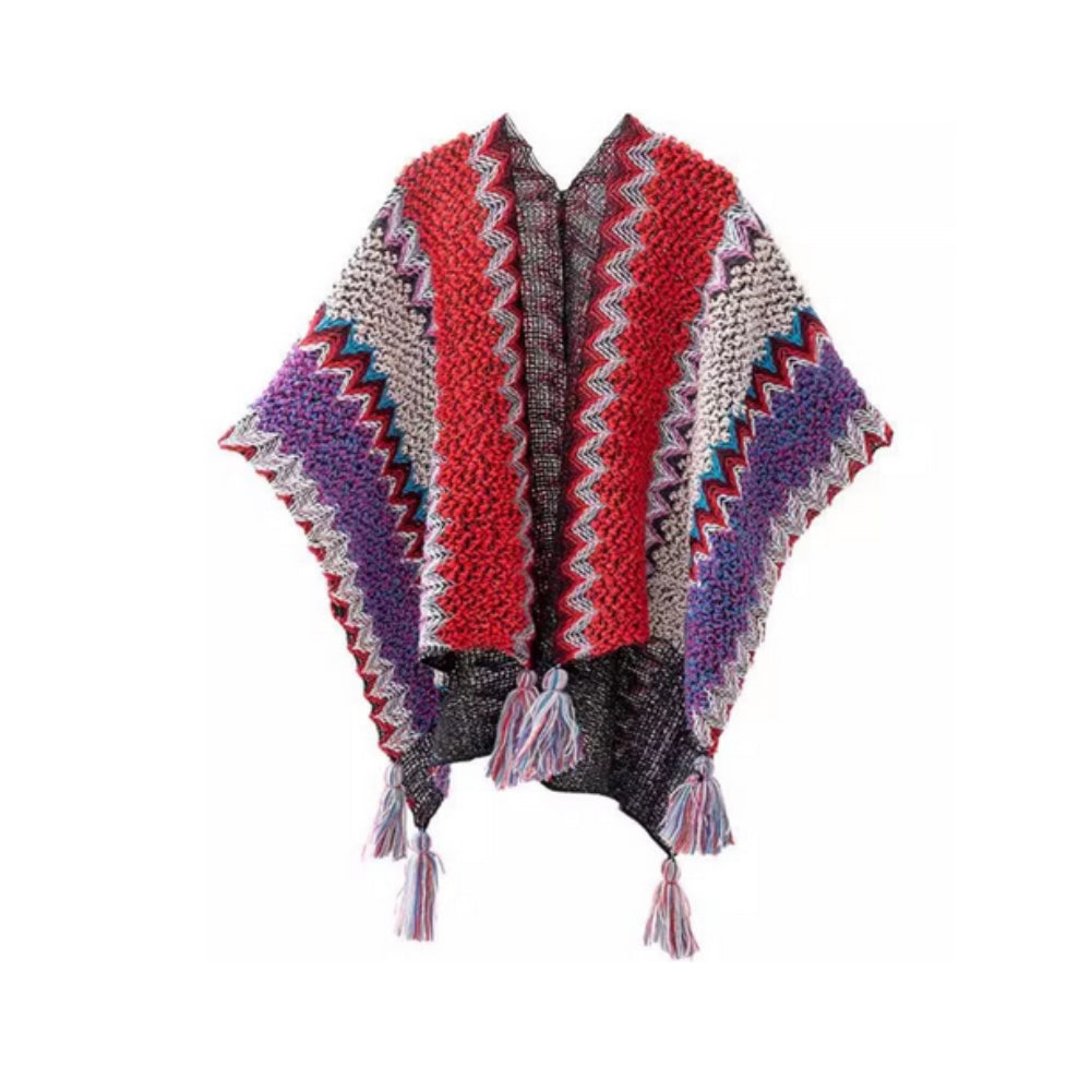 Zayla Quasten gestreifter Poncho Schal