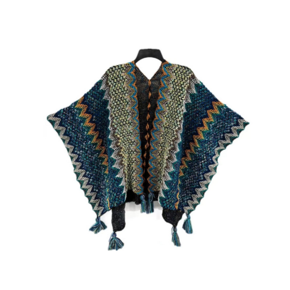 Zayla Quasten gestreifter Poncho Schal