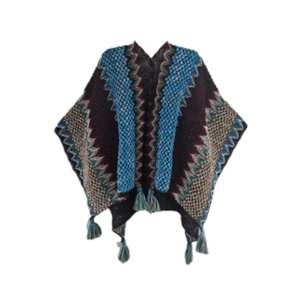 Zayla Quasten gestreifter Poncho Schal