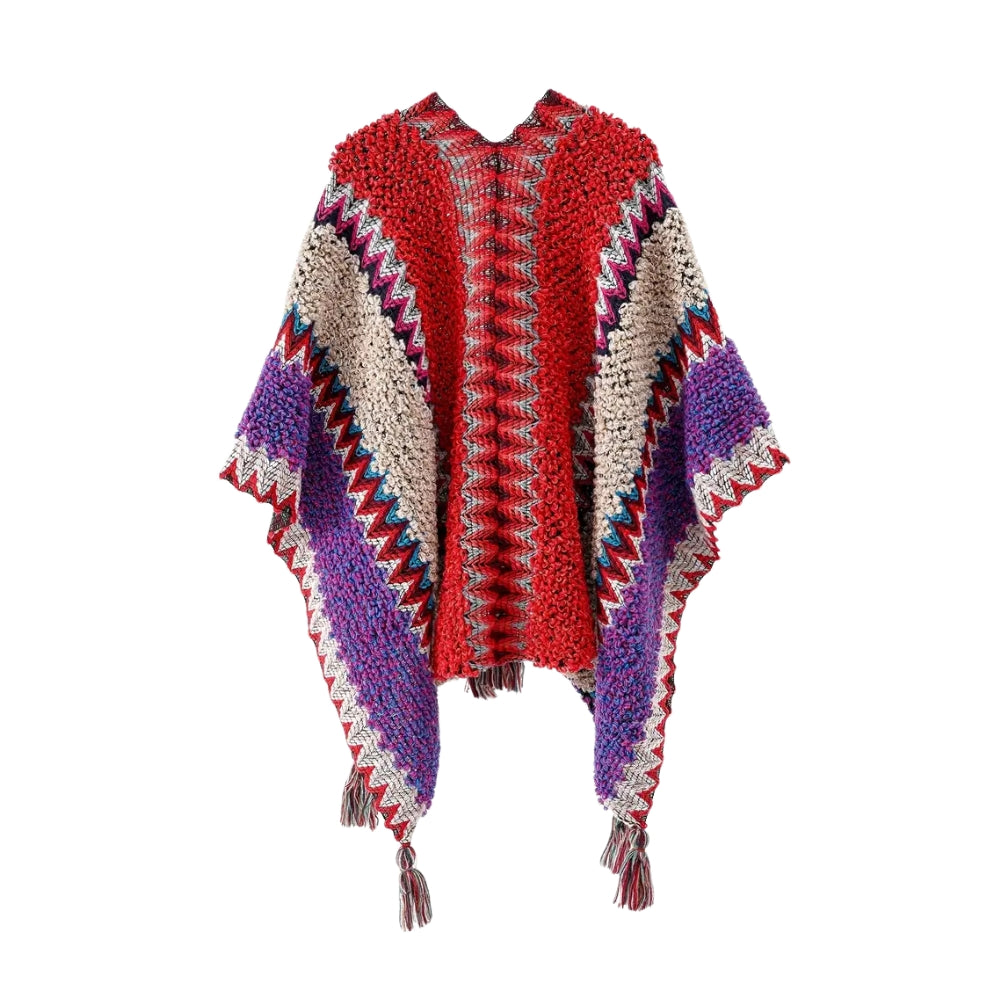 Zayla Quasten gestreifter Poncho Schal