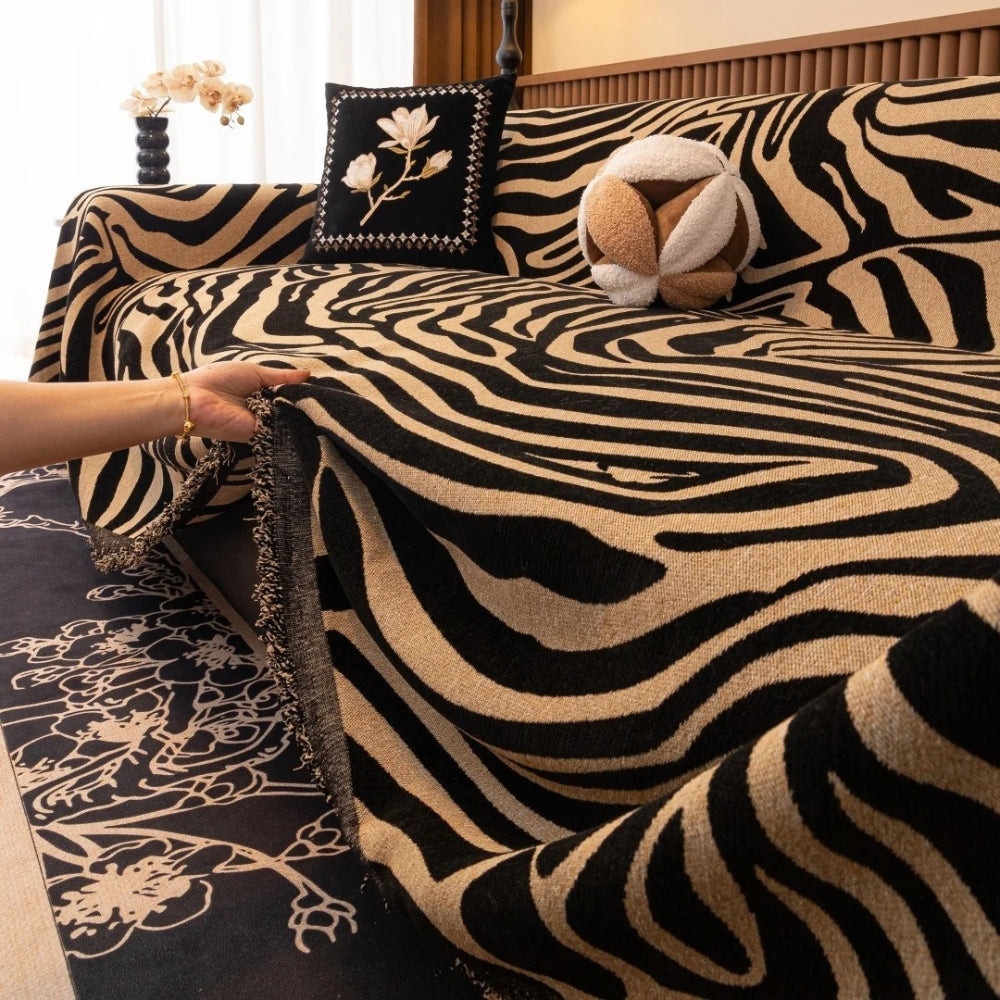 Zentara Chenille Zebra Geometrisches Sofaüberwurf