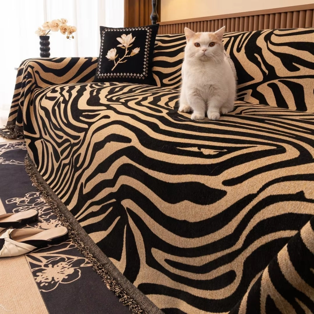 Zentara Chenille Zebra Geometrisches Sofaüberwurf