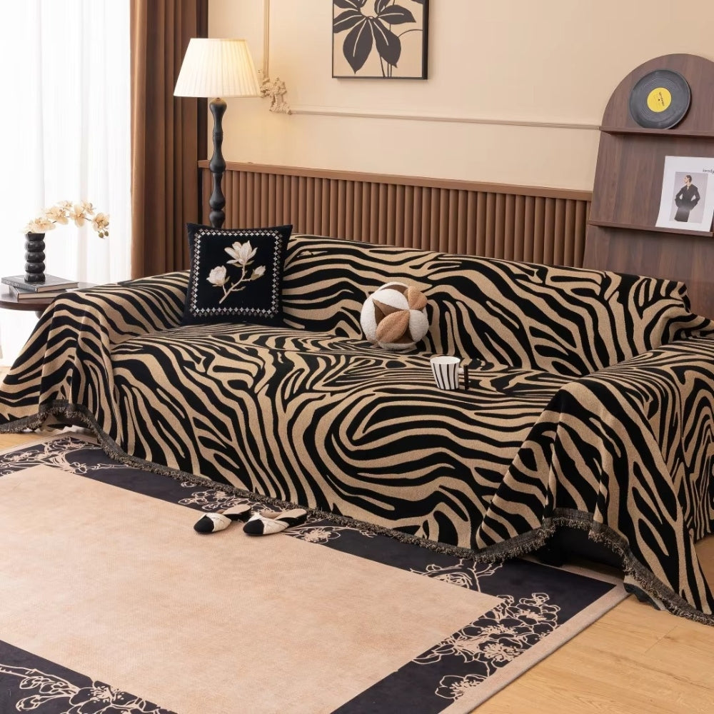 Zentara Chenille Zebra Geometrisches Sofaüberwurf