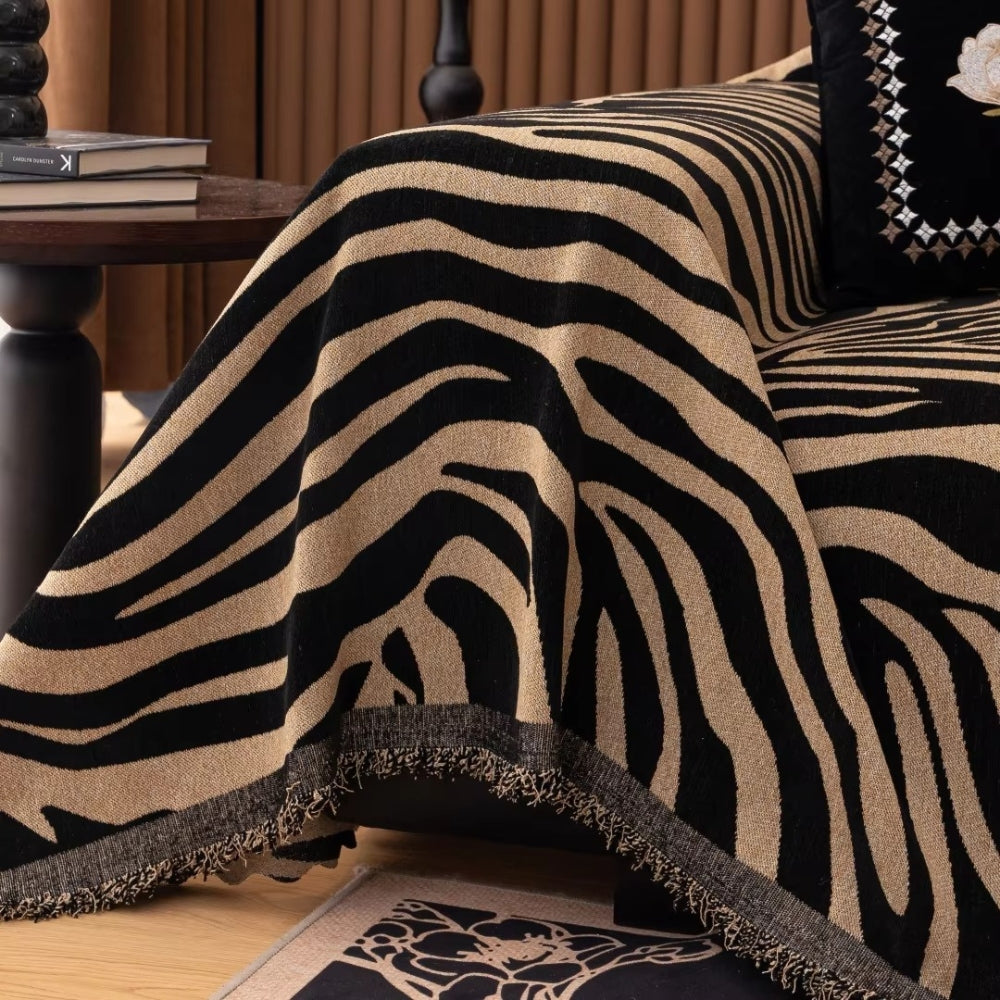 Zentara Chenille Zebra Geometrisches Sofaüberwurf