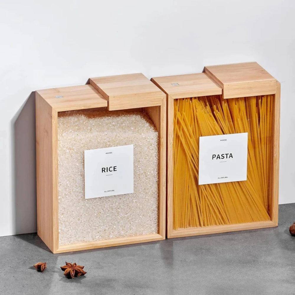 Rutschbehälter aus Bambusholz für Pasta und Getreide
