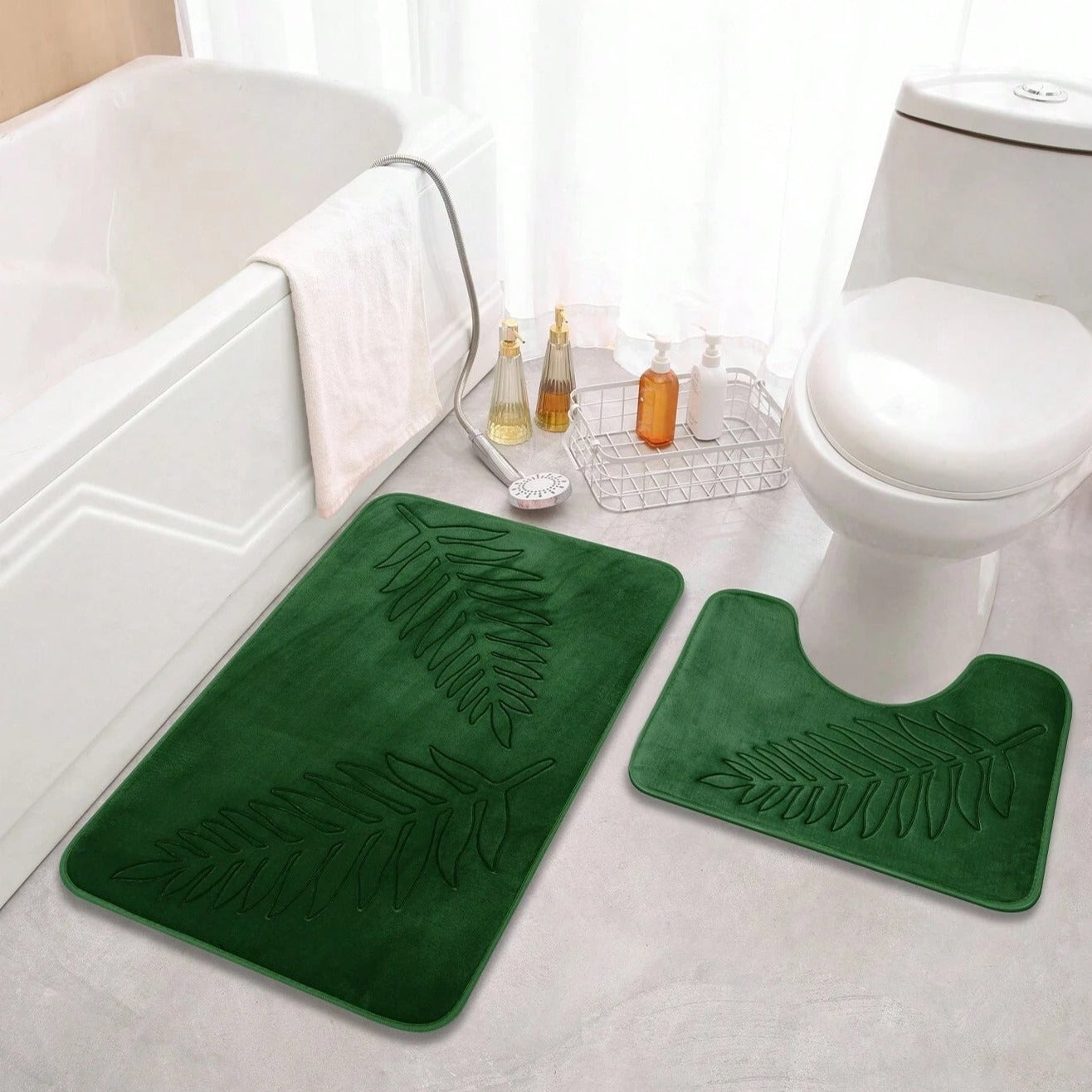 Lush Leaf Komfort-Badematten-Set - 2 Stück