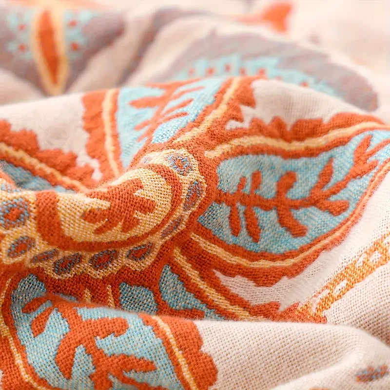 Rustikale Blumen Boho Decke | 100% Baumwoll Blumen Decke