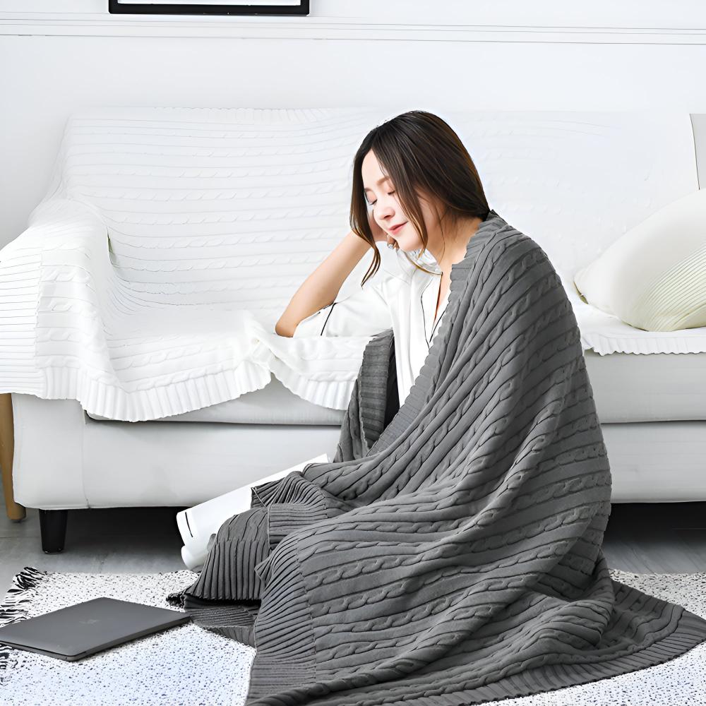 Geflochtene Strickbaumwoll-Decke