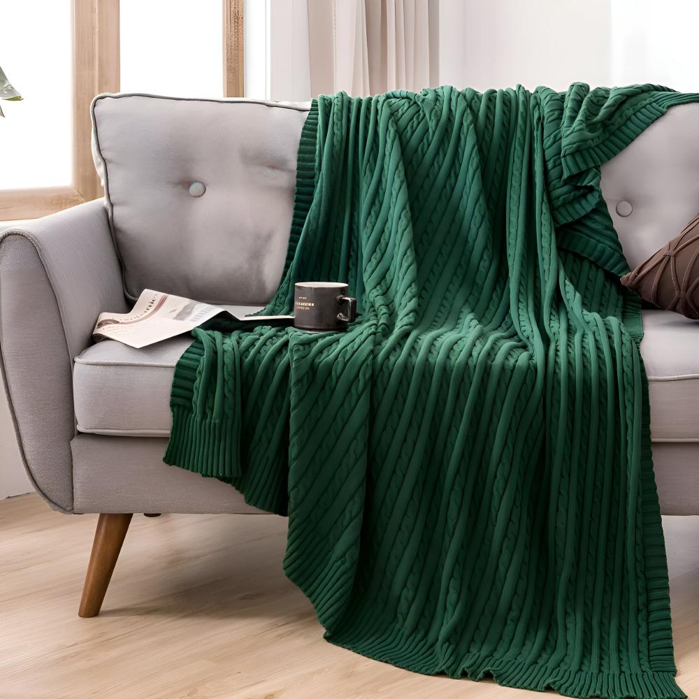 Geflochtener Strickbaumwollwurf