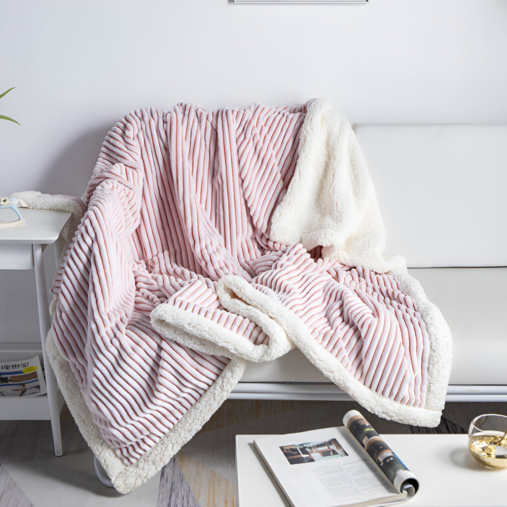 Fluffy Stripes Sherpa-Decke