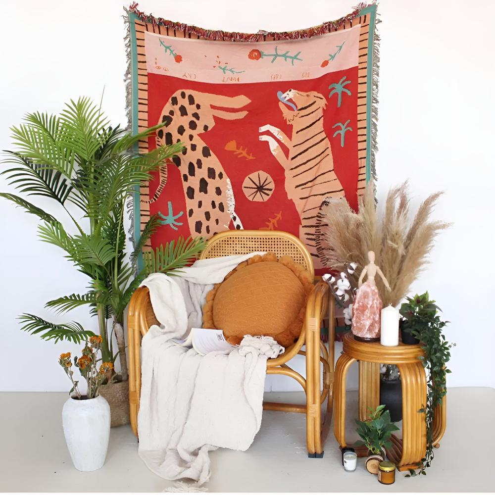 Leoparden-gewebte Quasten-Decke