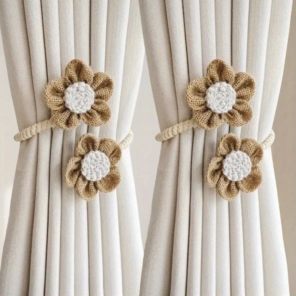 Blumiger Hanf Vorhang Halter | 2er Set