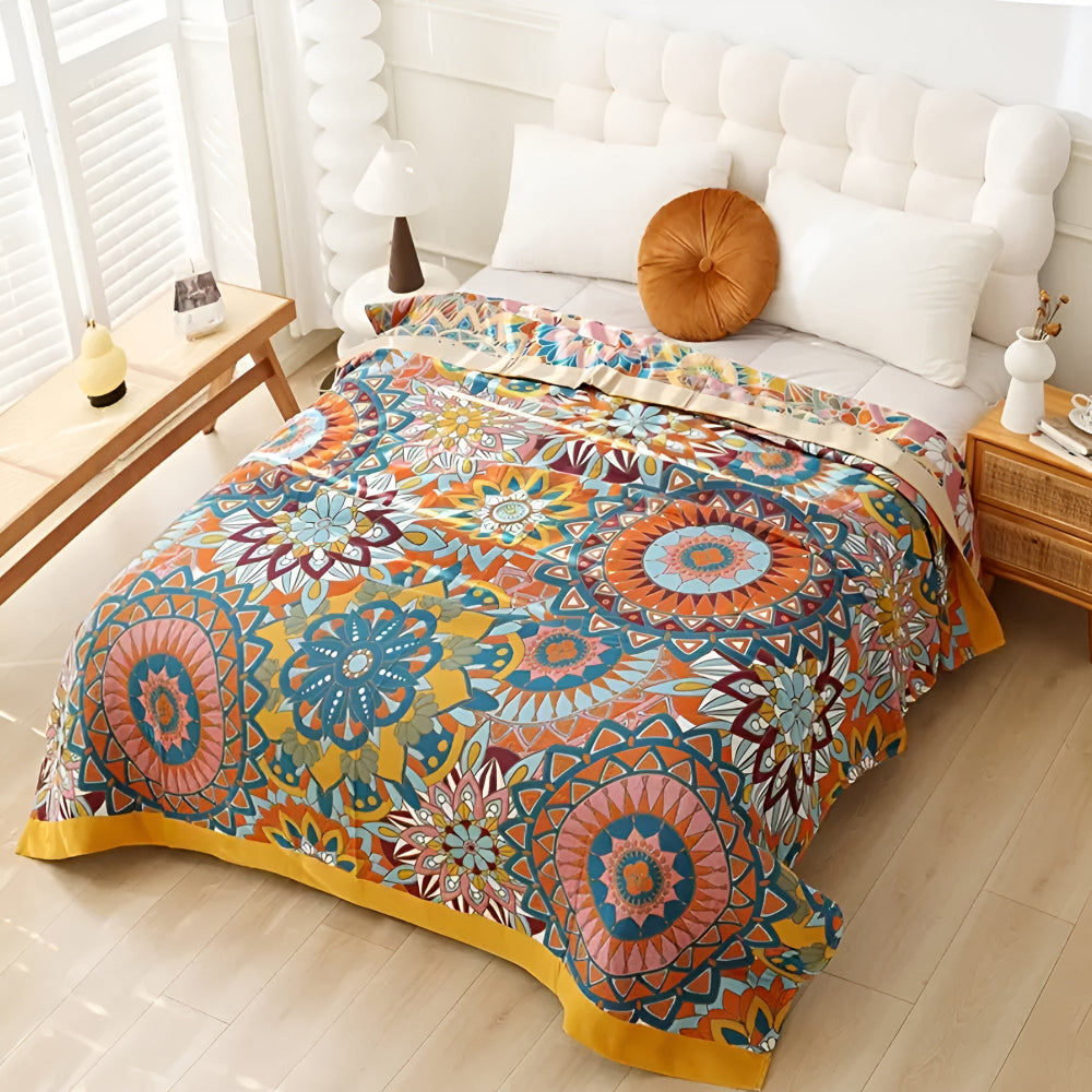 Marokkanische Blumen Jacquard Baumwolldecke