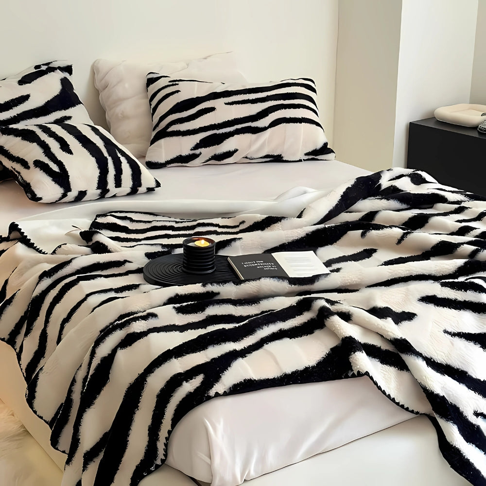 Zebra Druck Luxe Kunstfell Decke