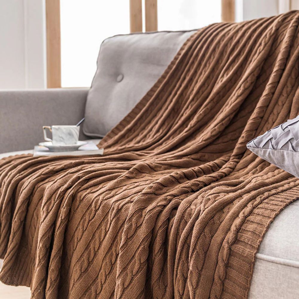Geflochtene Strickbaumwoll-Decke