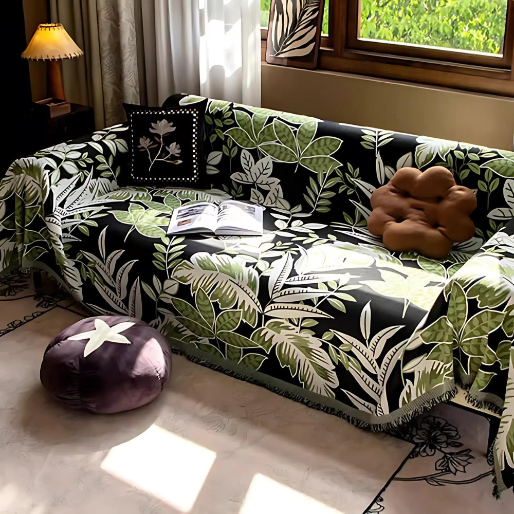 Vintage Regenwald Chenille Quasten Sofabezug