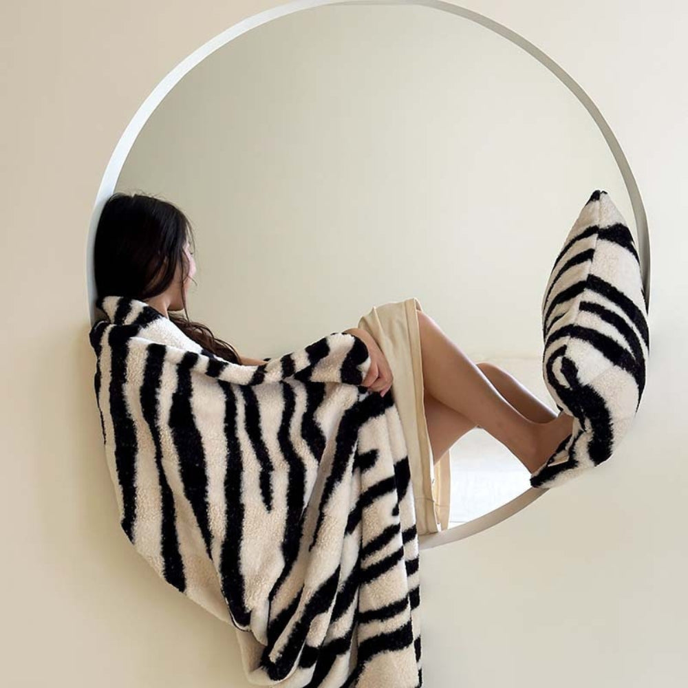 Zebra-Print Luxe Kunstfell-Decke