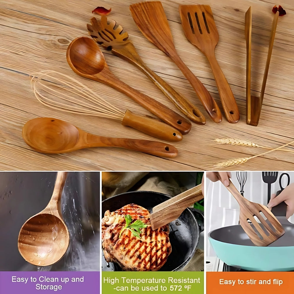 Premium Holzkochutensilien | 7 Sets