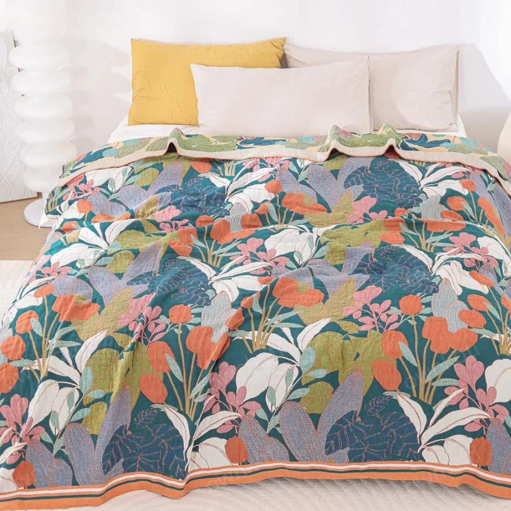 Garten-inspirierte Baumwoll-Gaze-Decke