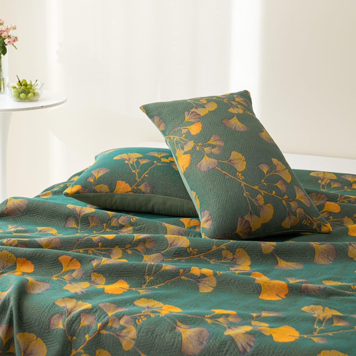 Jacquard Florale Ginkgo-Blätter Wendebettdecke
