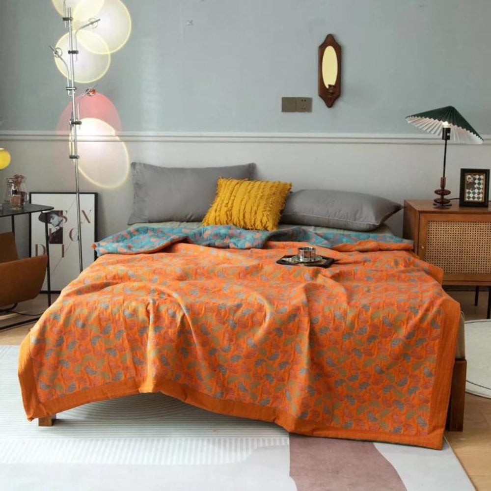 Ginkgo-Blatt-Druck Wendeblanket
