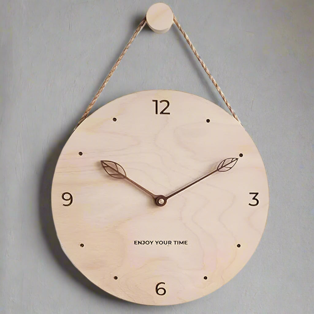 Minimalistische Seil Holz Wanduhr