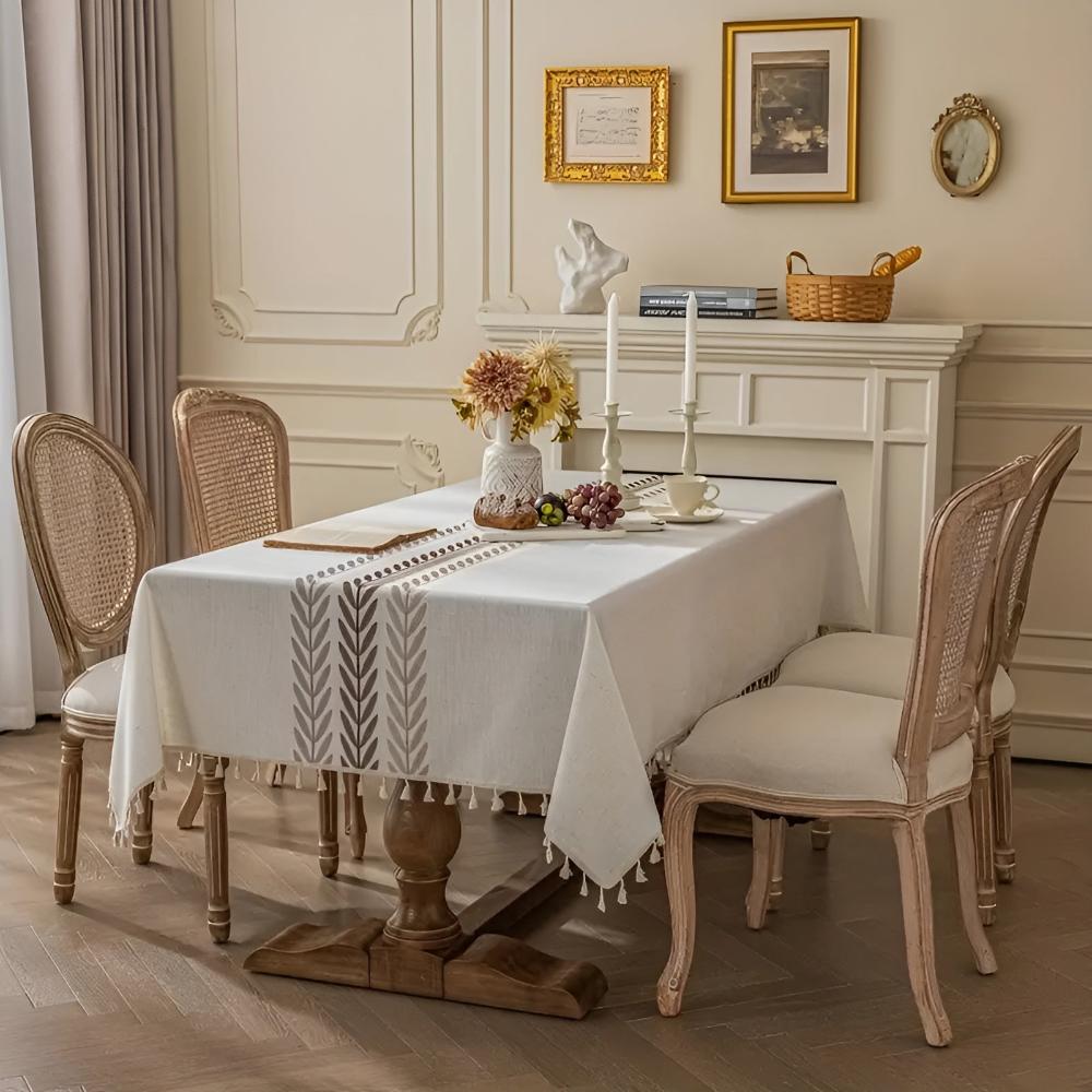 Elegante Blätter Bestickte Tischdecke